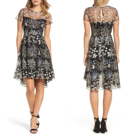 Adrianna Papell Dresses & Skirts - Adrianna Papell black floral mesh dress, Women’s 6